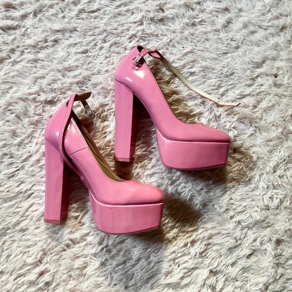 Bubblegum Pink Platform Retro Patent Pumps Womens 8 Mod Dreamy Kidcore‎ Dopamine